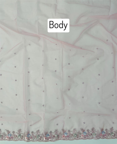 Handmade Premium Organza Saree | Onion Pink | Hand Embroidery | Ships from California